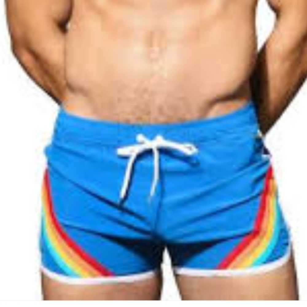 Andrew Christian  Mesh Gym/Workout - Jogging Shorts - Rainbow Retro